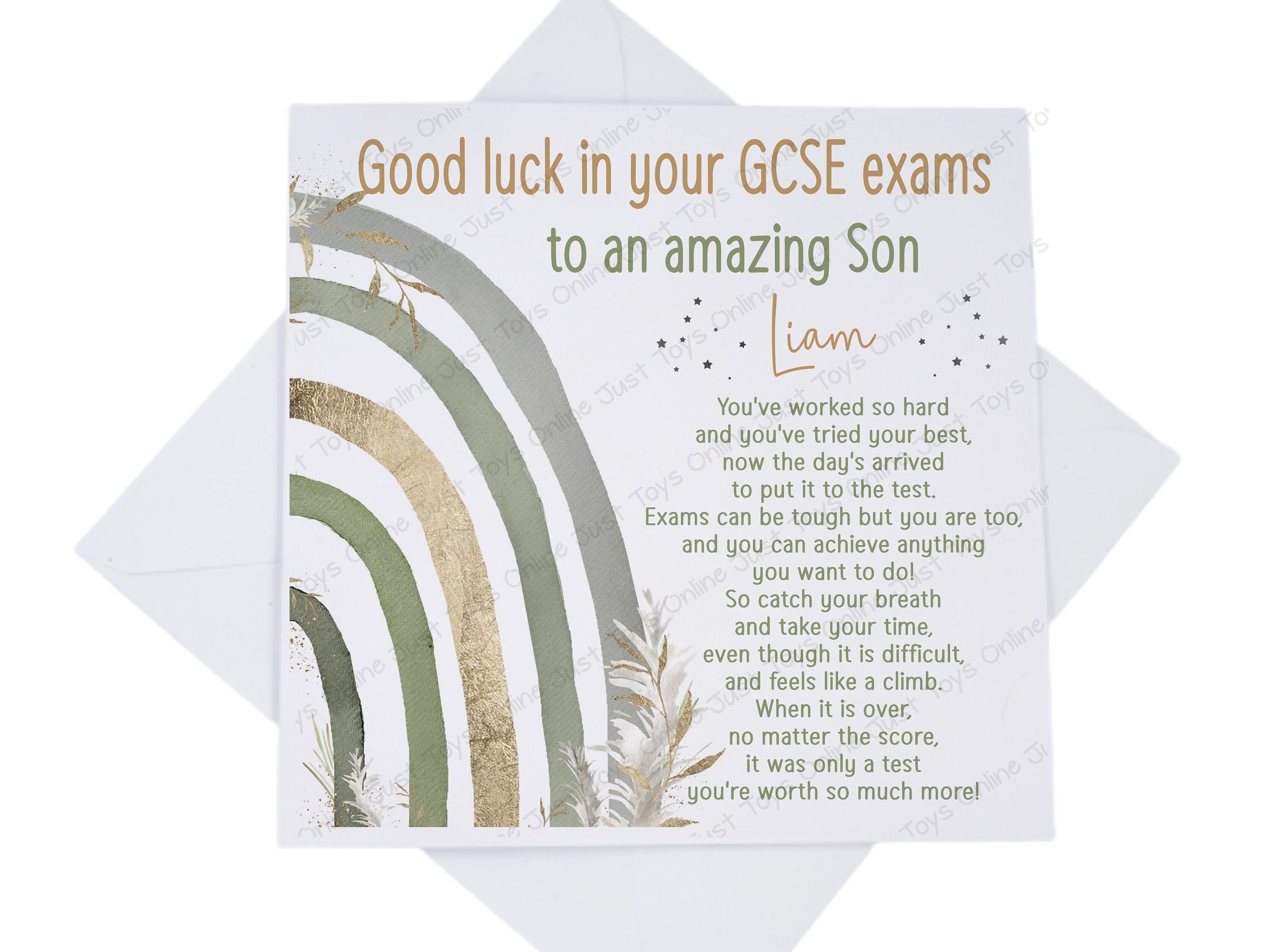Good Luck in Your Exams Card, Personalised Poem Card for Grandson Son ...