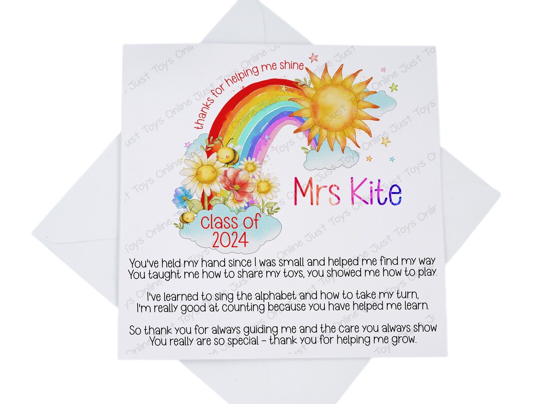Personalised Thank You Teacher Card, Leaving Card for Nursery Teacher ...