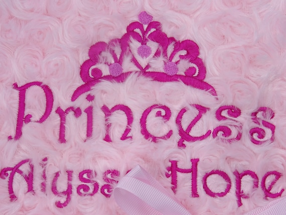 Personalised Embroidered Luxury Rose Swirl Fleece Lined Nursery Blanket UNIQUE Newborn Baby Boy or Girl GIFT and KEEPSAKE 100cm x 75cm Pink - Names Blanket