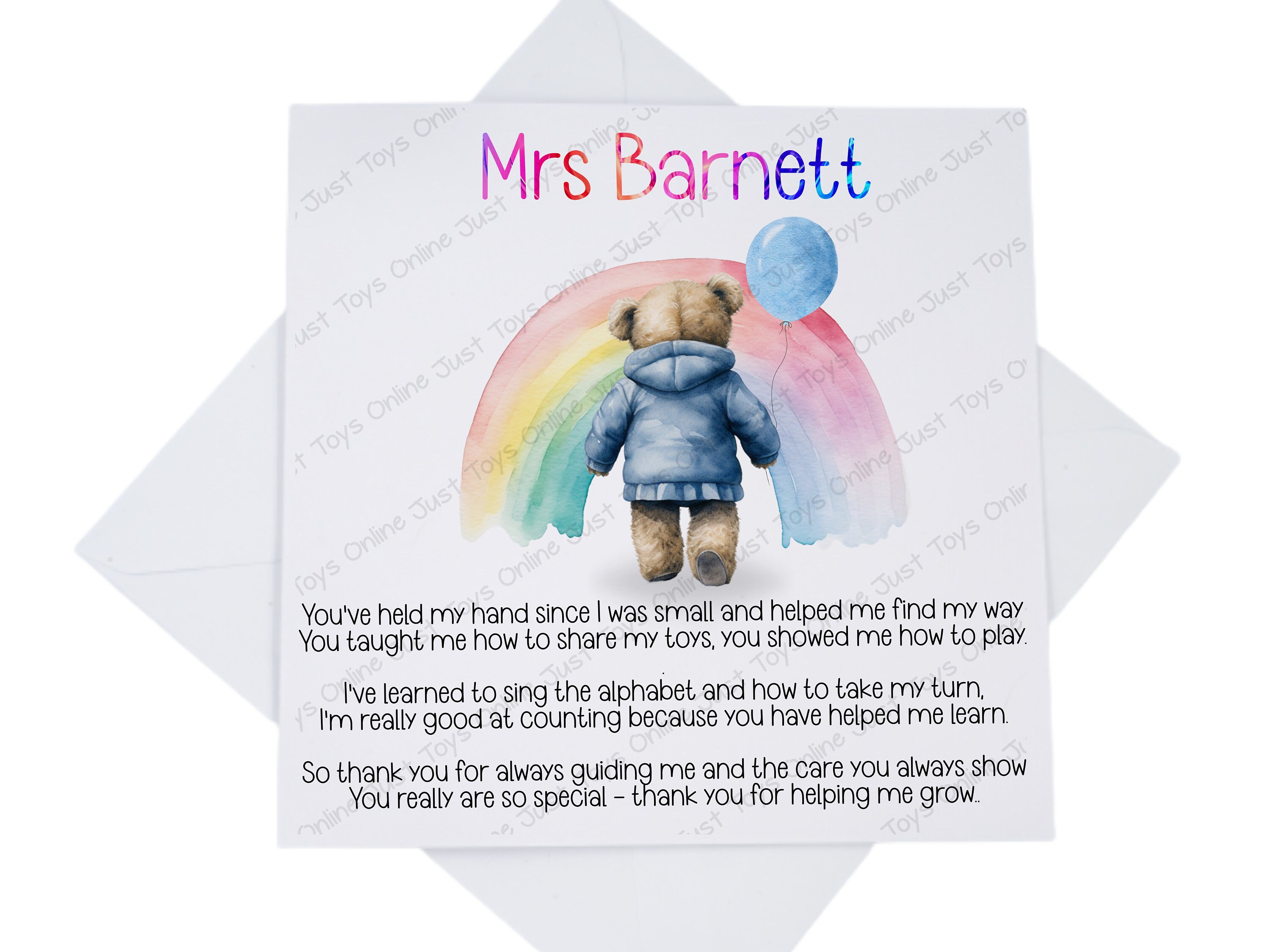 Personalised Thank You Nursery Teacher Card, End of Term Card for Pre ...