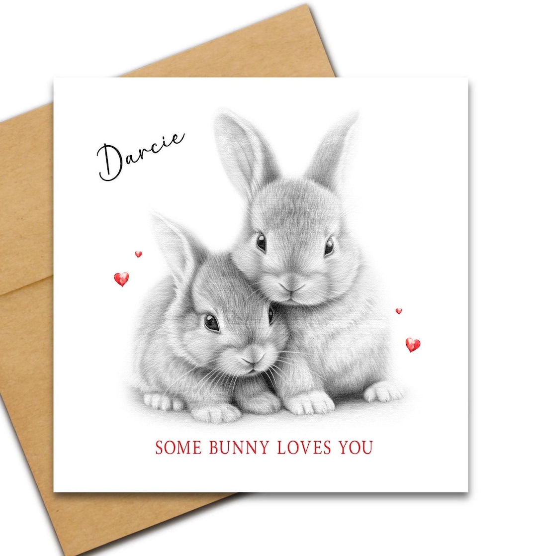 Personalised Bunny Rabbit Card, Love Card, Card for Any Occasion, Card ...