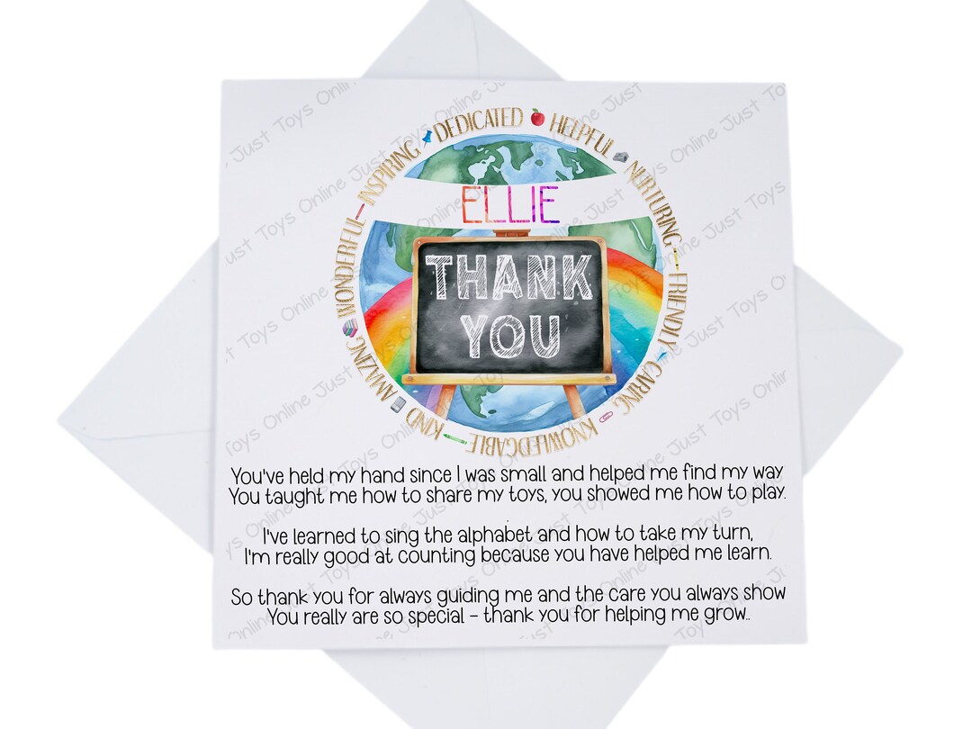 Personalised Thank You Nursery Teacher Card, End of Term Card for Pre ...