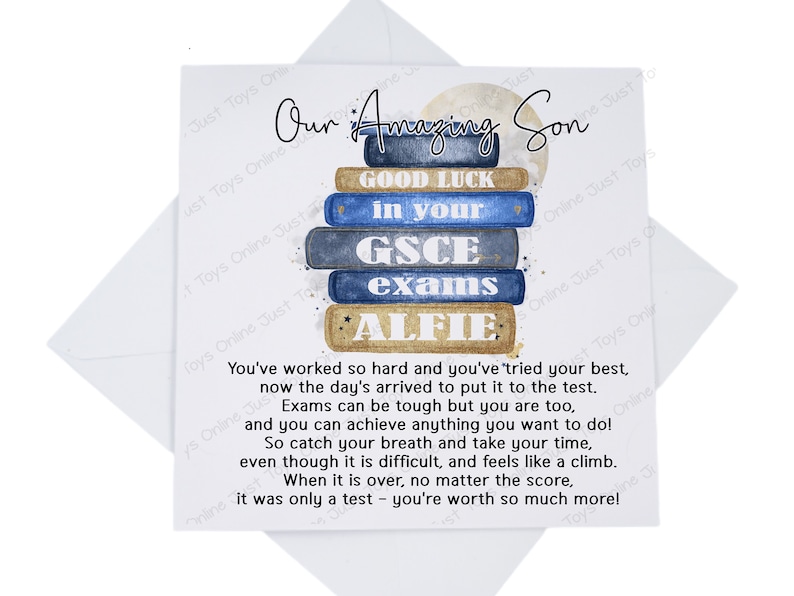 Good Luck in Your Exams Card, Personalised Poem Card for Grandson Son ...