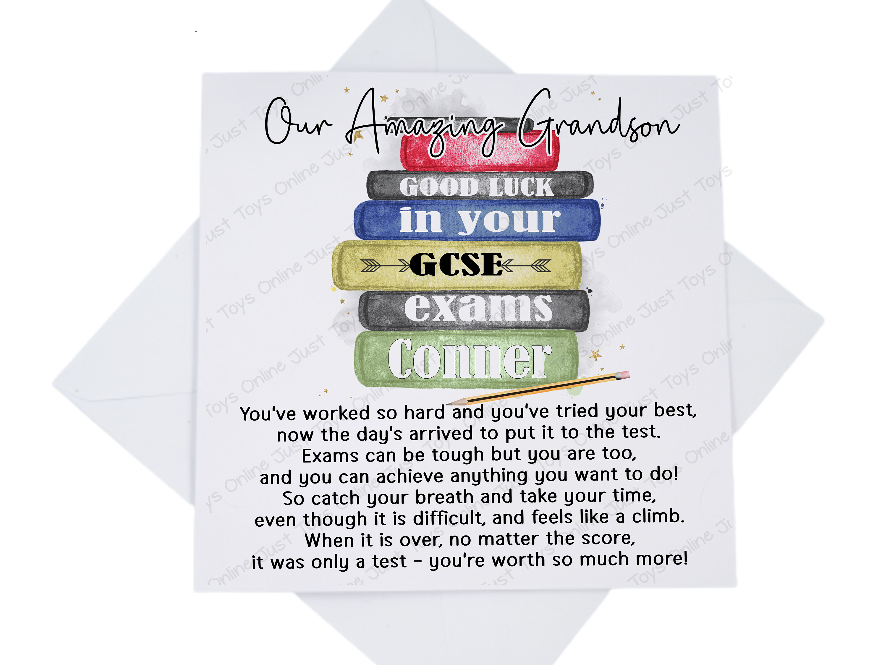Good Luck in Your Exams Card, Personalised Poem Card for Grandson Son ...