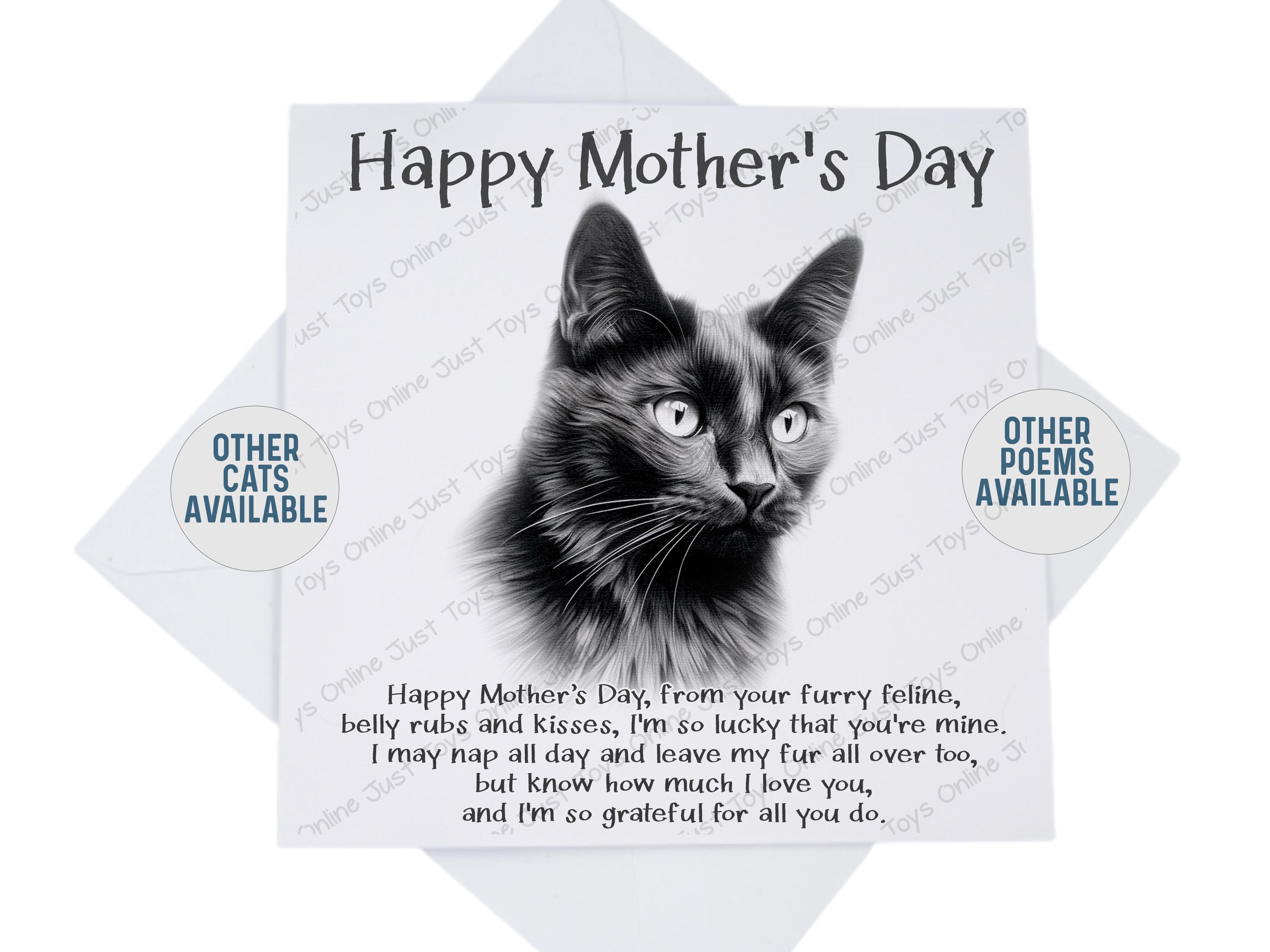Happy Mother's Day Card From the Cat, Card for Cat Mummy With Poem ...