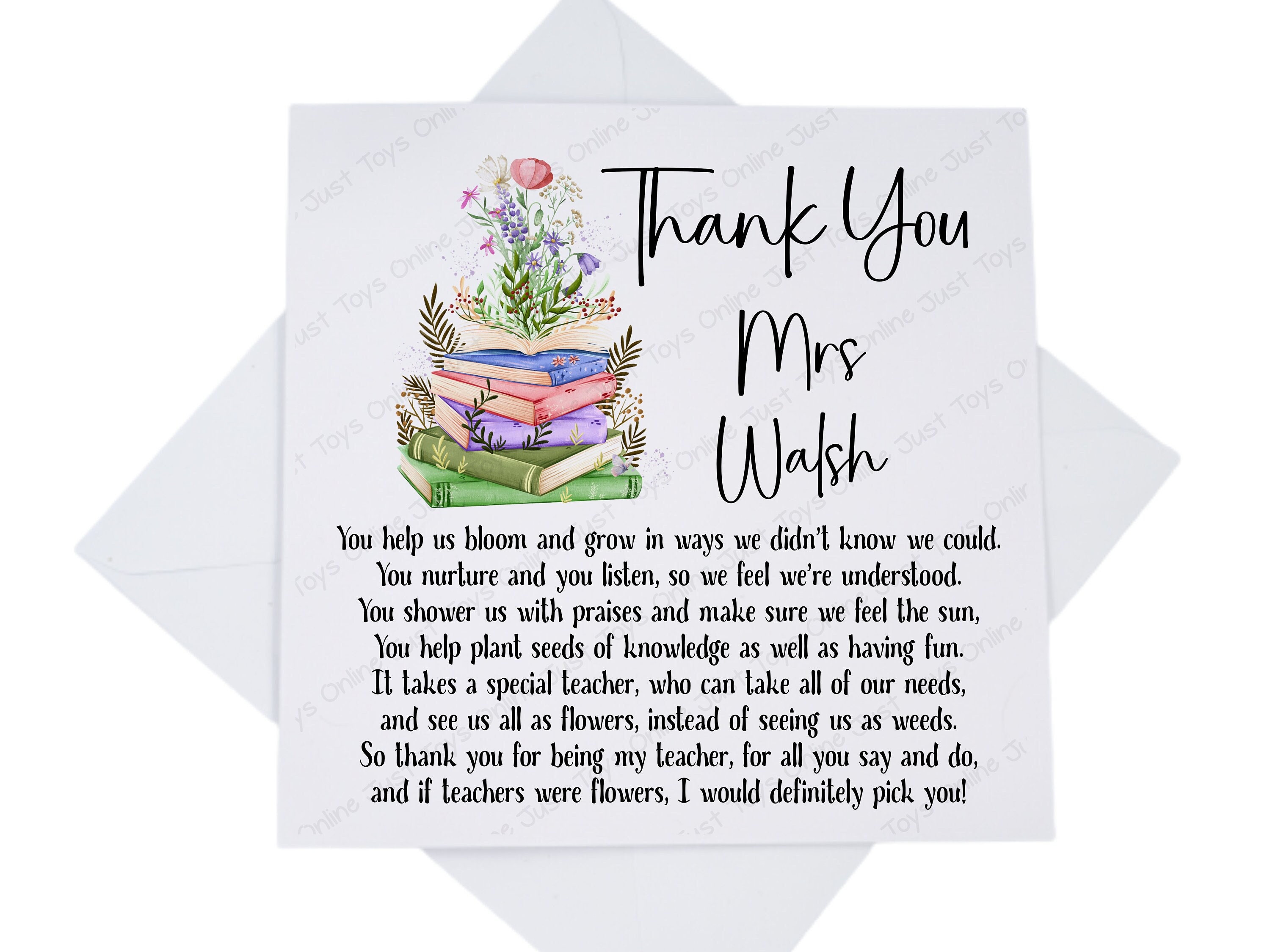 Thank You Teacher Card, Personalised End of Term Card for Class Teacher ...