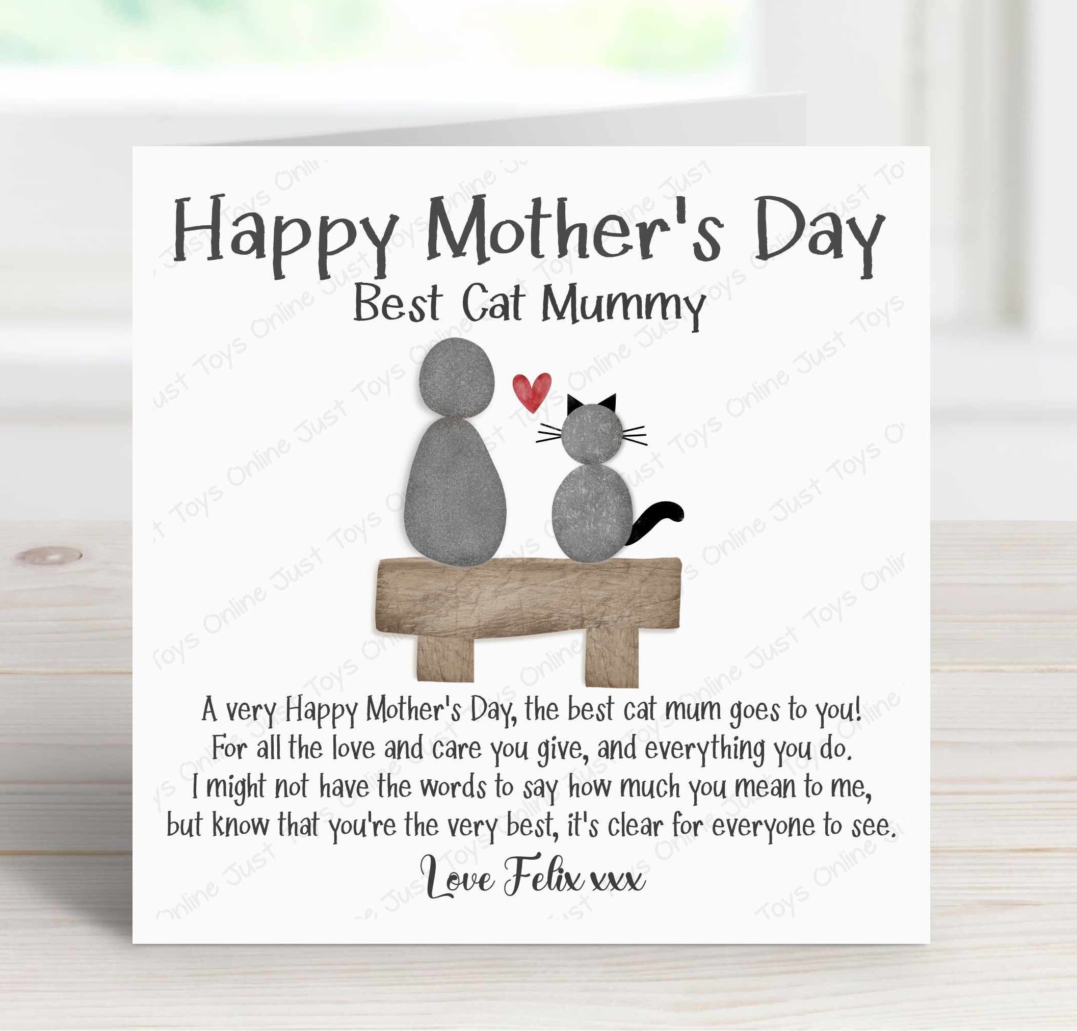Best Cat Mummy Mother's Day Card, Pebble Art Print Card for Cat Mum ...