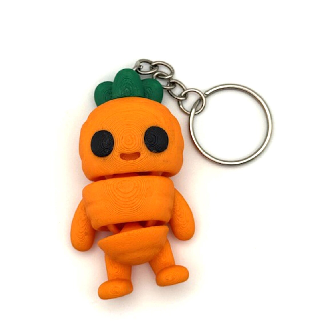 3D Printed Carrot Keyring Keychain for Bag Tag Keys, Flexi Fidget Baby ...