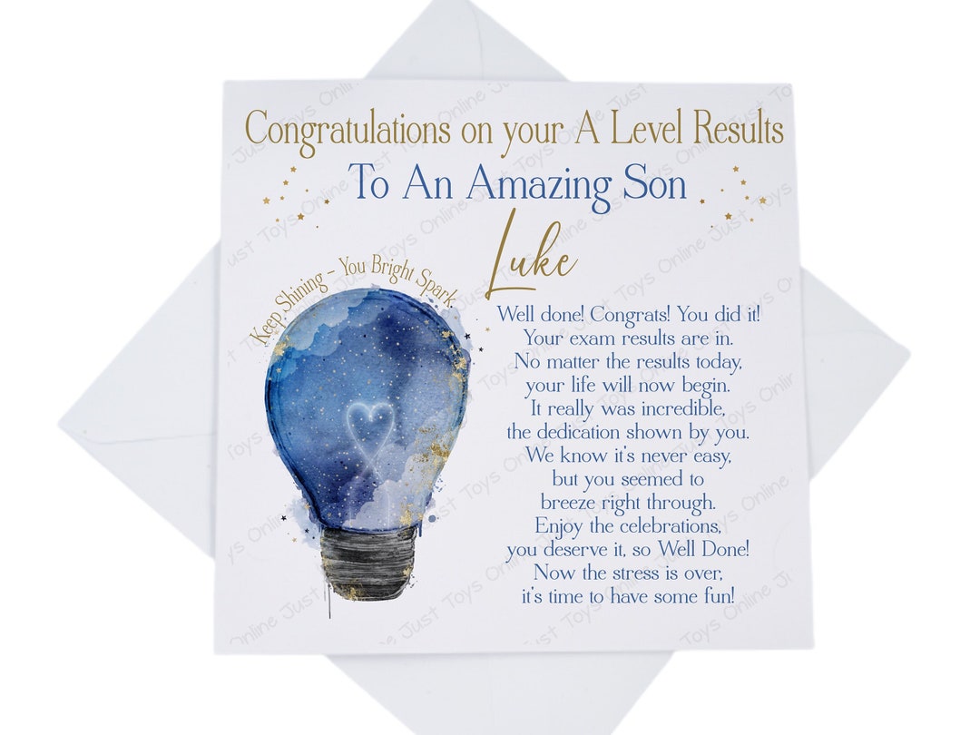 Congratulations on Your Exam Results Card, Well Done GCSE A Level ...