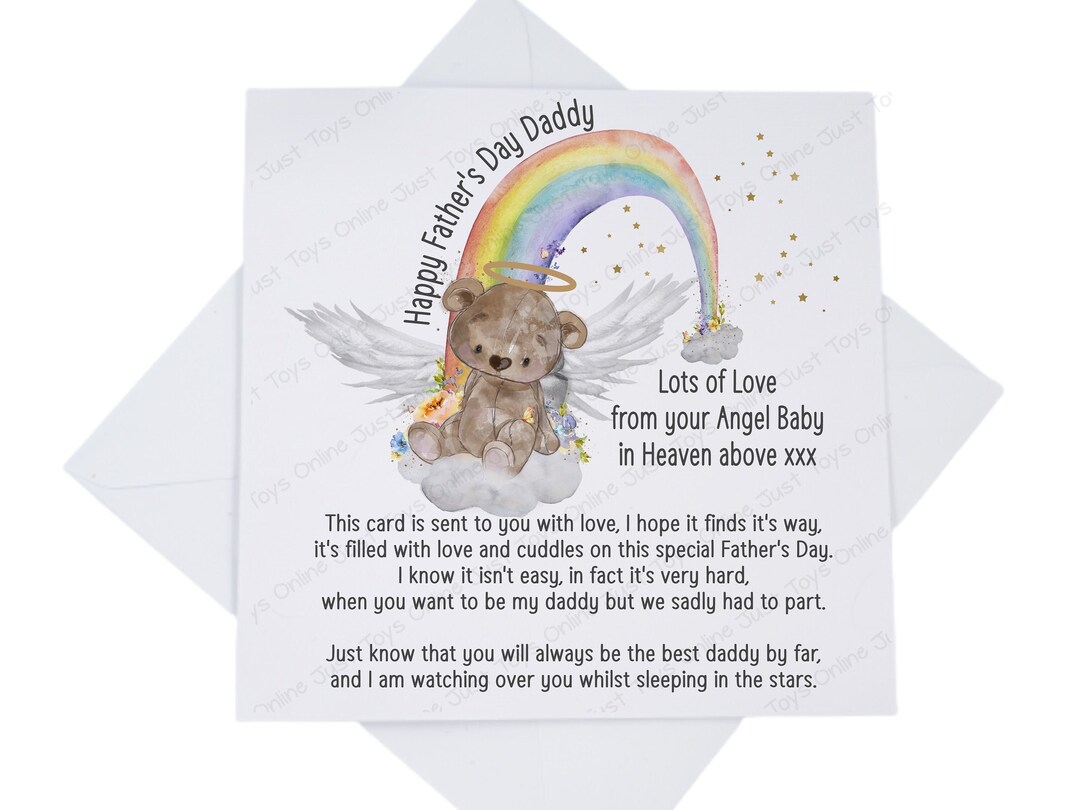 Father's Day From Baby in Heaven Card, Angel Baby Fathers Day Card With ...