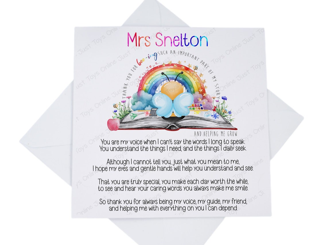 Personalised Thank You Teacher Card, End of Term Card for Special Needs ...