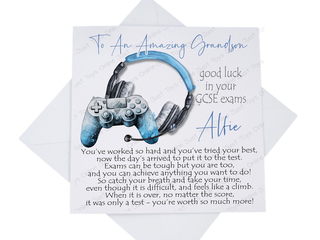 Good Luck in Your Exams Card, Personalised Poem Card for Grandson Son ...