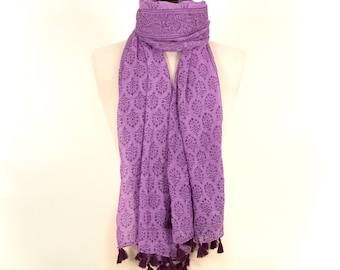 Purple Scarf, Indian Scarf, Summer Scarf, Beach Scarf, Purple Cover Up, Beach Dress, Gift for her, Purple Gift, Girl Scarf