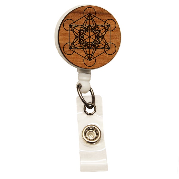 Metatron's Cube Retractable Badge Reel | Sacred Geometry ID Holder | Yoga Gift Idea