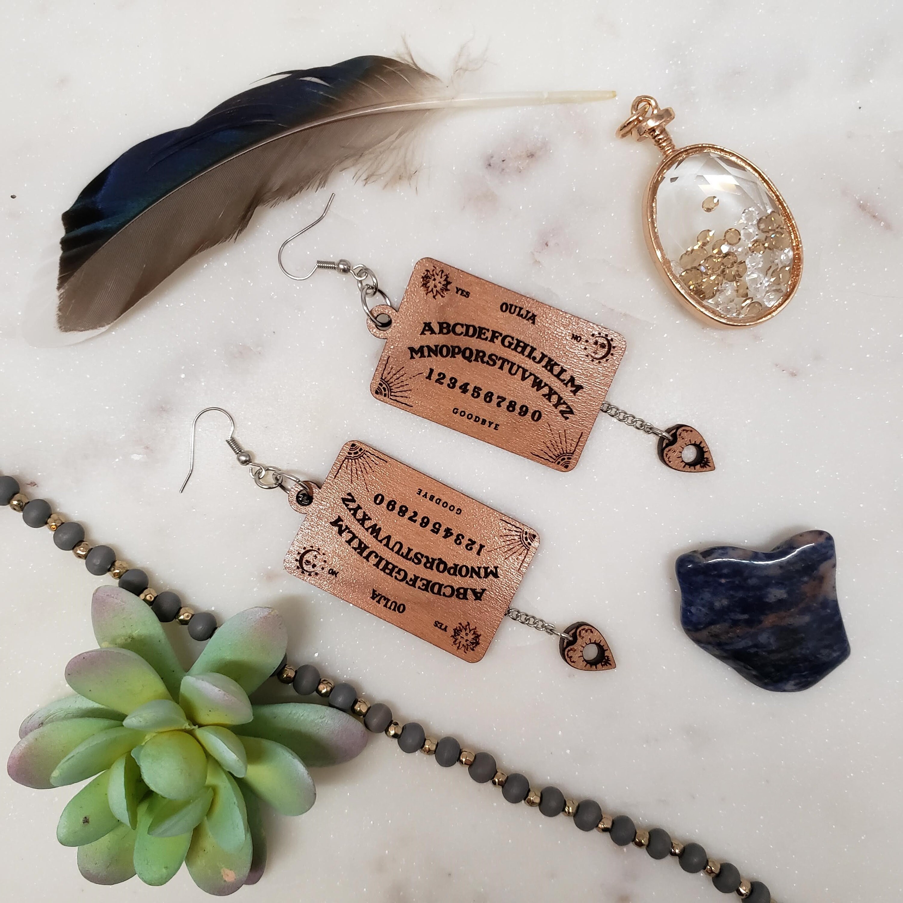 Ouija Board Earrings Spiritual Earrings Halloween Hanging Etsy