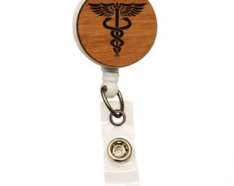 Caduceus Retractable Badge Reel | Medical ID Holder | Gift Idea