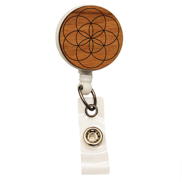 Seed of Life Retractable Badge Reel | Sacred Geometry ID Holder | Gift Idea