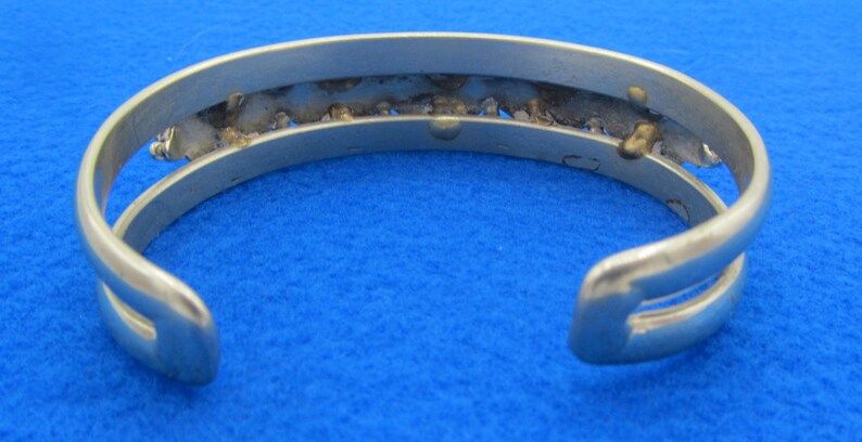 Sterling Silver and Faux Sapphire Cuff Adjustable Bracelet