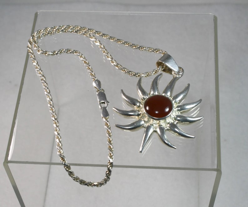 Sterling Silver Amber Starburst Necklace