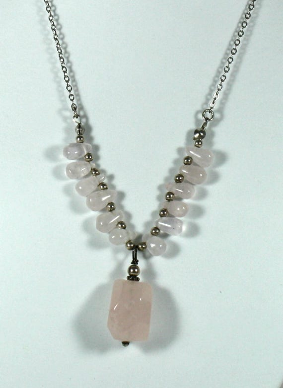 Sterling Silver and Rose Quartz Necklace