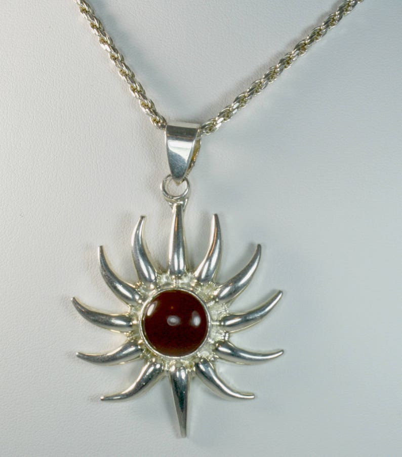 Sterling Silver Amber Starburst Necklace