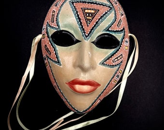 Clay Art Ceramic Handmade and Hand Painted Mardi Gras Mask