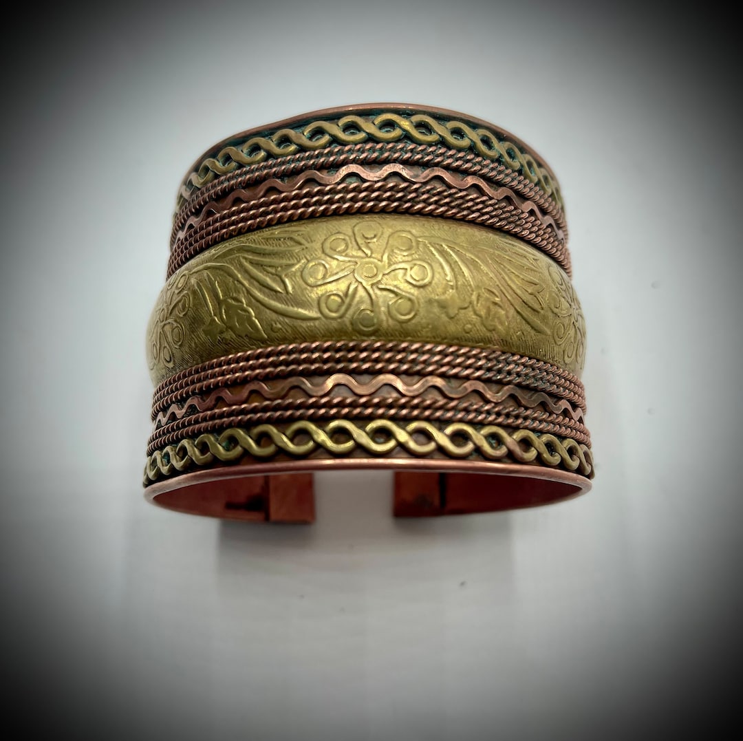 and Detailed Large Copper Bracelet, Copper Jewelry, Solid