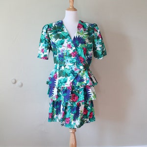 1980s Floral Two-Piece Dress