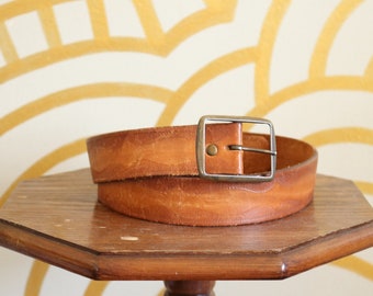 1970s Vintage Distressed Leather Tooled Belt