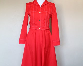 1970s Red Skirt and Jacket Set