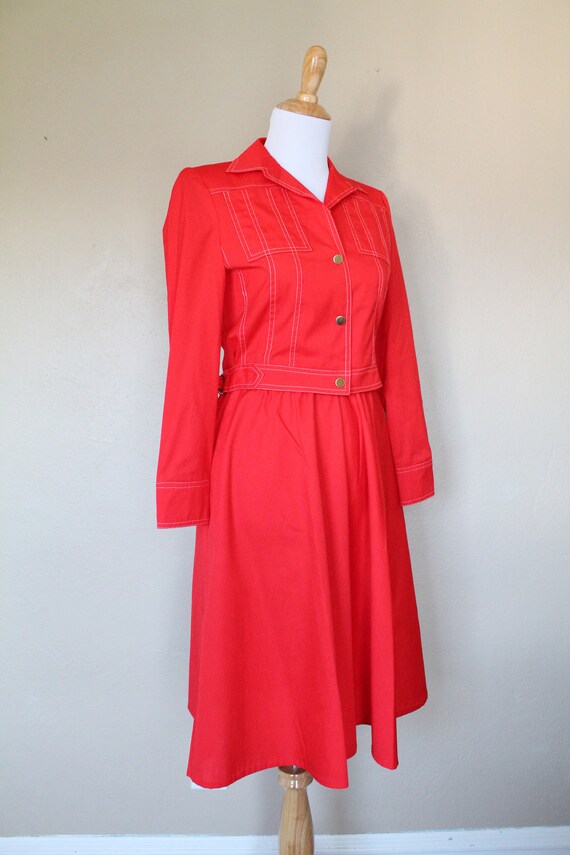 1970s Red Skirt and Jacket Set - image 5