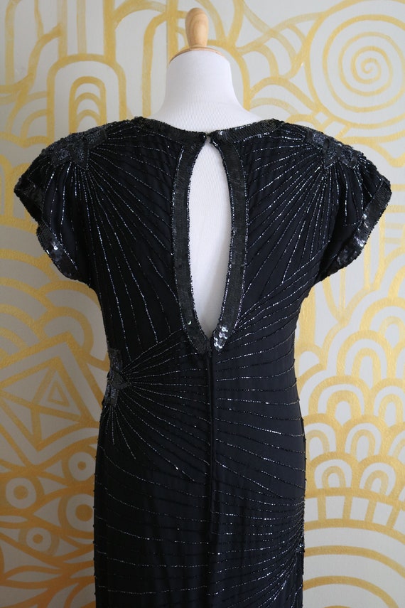 90s Beaded Floral Mesh Gown (M)