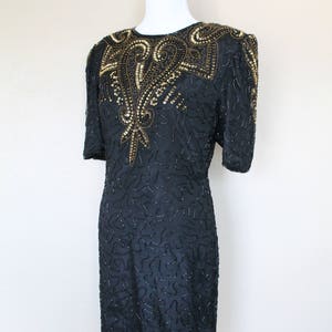 1990s Vintage Black and Gold Sequin Dress image 5