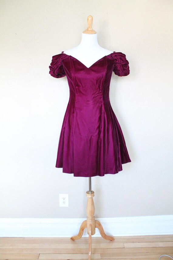 magenta velvet dress