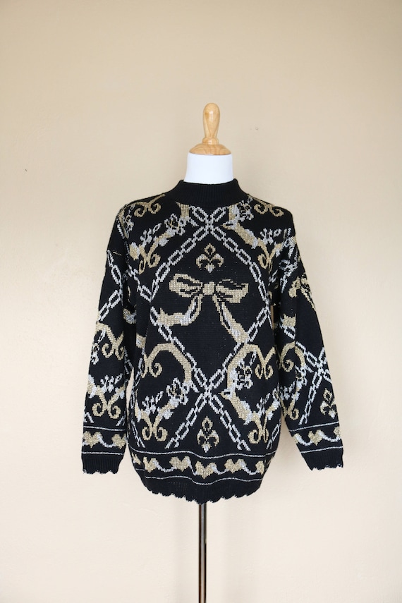 1980s Vintage Gold and Silver Metallic Sweater - image 1