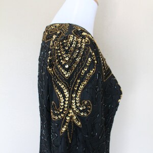 1990s Vintage Black and Gold Sequin Dress image 7