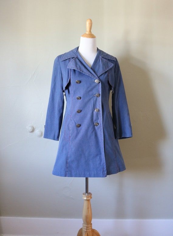 1960s Vintage Blue Mod Pea Coat
