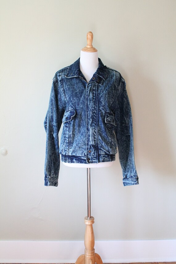 1990s Vintage Acid Washed Denim Jacket - image 1