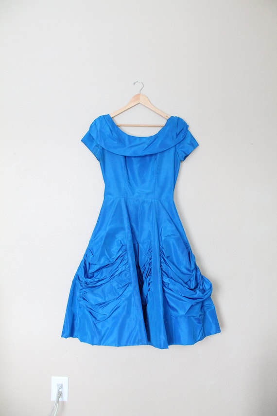 Vintage Cerulean Jewel Tone Party Dress