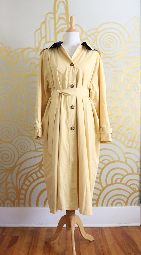 【極美品・XL】ジョルジオアルマーニ トレンチコート レザー襟 レザータグ 紺 80s trench coat giorgio armani - Gem