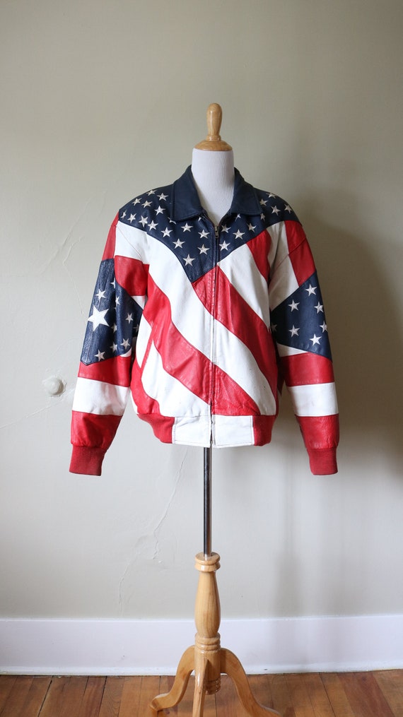 1990s Vintage Michael Hoban American Flag Leather