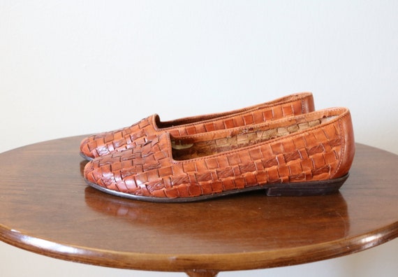 1980s Vintage Woven Leather Flats