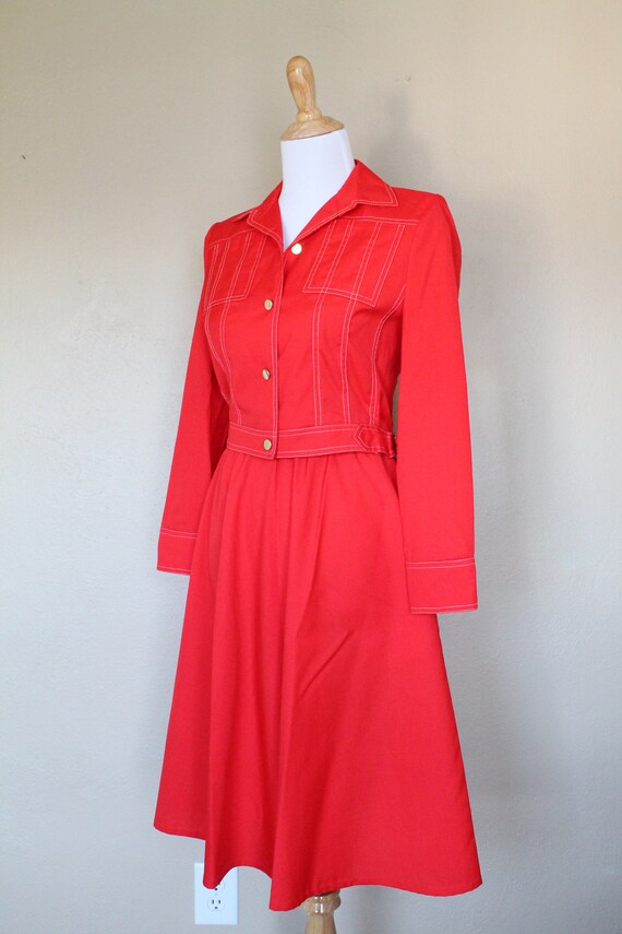 1970s Red Skirt and Jacket Set - image 6