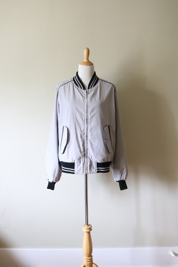 1980s Vintage Gray and Black Reversible Jacket