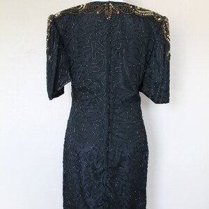 1990s Vintage Black and Gold Sequin Dress image 3