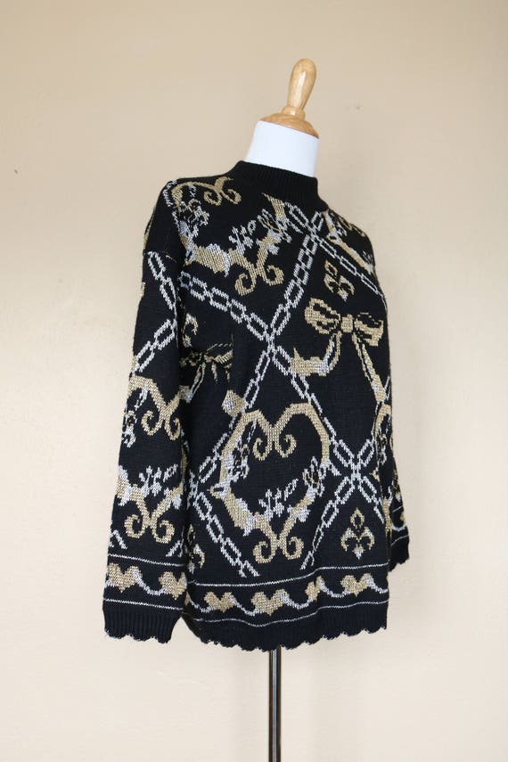 1980s Vintage Gold and Silver Metallic Sweater - image 3