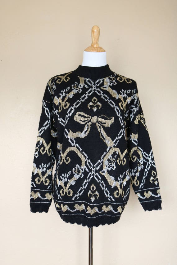 1980s Vintage Gold and Silver Metallic Sweater - image 2