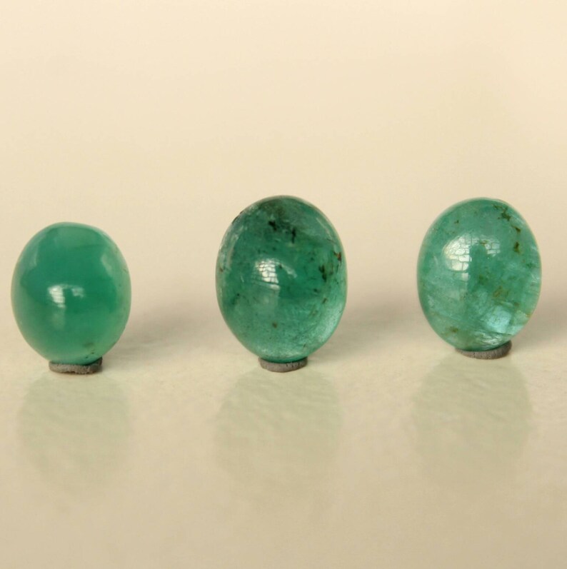 11.93Cts Beautiful Natural Green Emerald Loose Stone Oval Cabochons