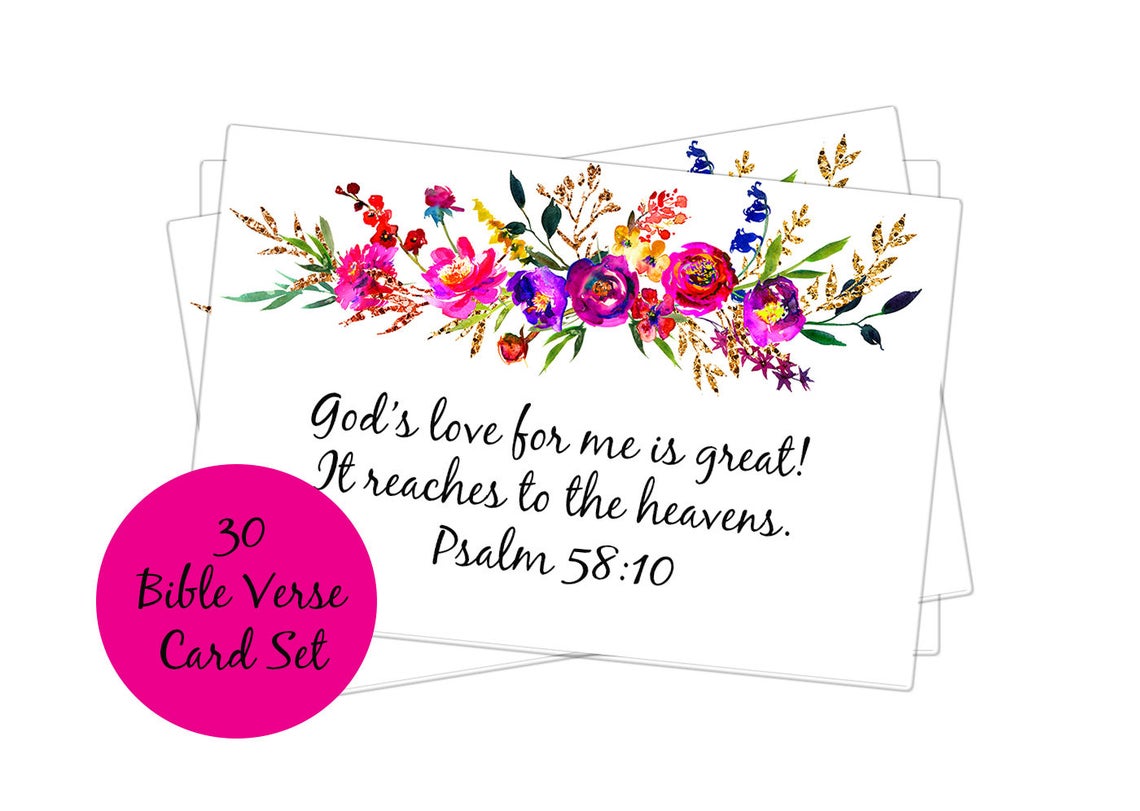 30 Bible Verse Card Set Scripture Card Set Scripture Note Etsy