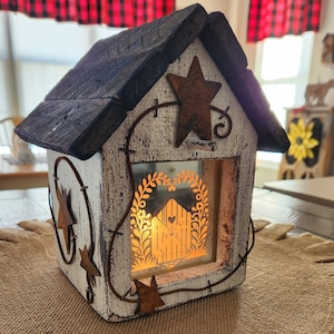 Birdhouse Night Light - Blue